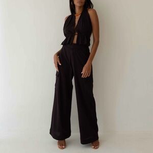 BAHHGOOSE black cotton gauze cargo pants